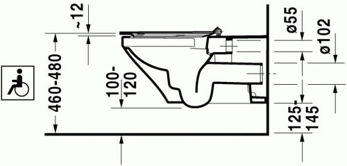 Duravit Durastyle Vital öblítőperem nélküli fali wc Duravit Rimless WC 2559090000