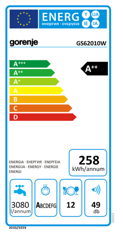 Gorenje szabadonálló mosogatógép A++, GS62010W