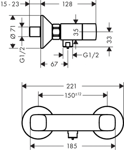 Hansgrohe Logis kétkaros falsíkon kívüli zuhanycsaptelep 71263 000 (71263000)