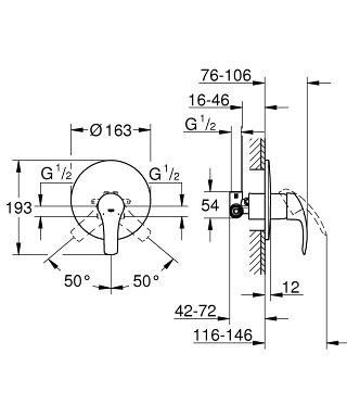 Grohe Eurosmart egykaros falsík alatti zuhanycsaptelep 33556 002 (33556002)