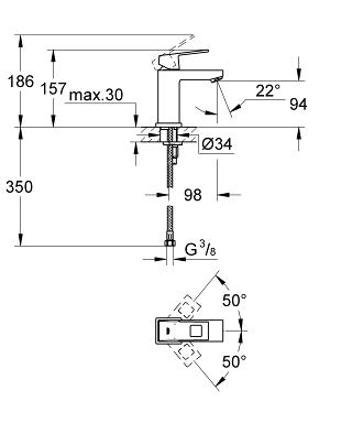 Grohe Eurocube mosdó csaptelep sima testtel S 23132 000 (23132000)