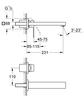 Grohe Eurocube fali mosdó csaptelep 23447 000 (23447000)