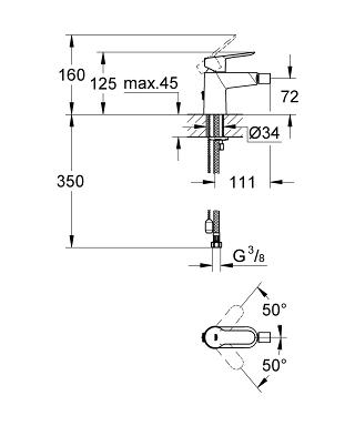 Grohe Bauedge láncos bidé csaptelep, króm 23332000