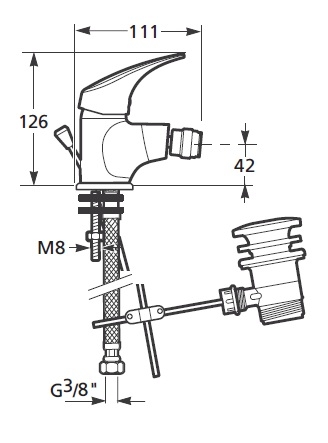 Jika Talas egykaros bide csaptelep leeresztővel H3411N10041111 (3.411N.1.004.111.1)