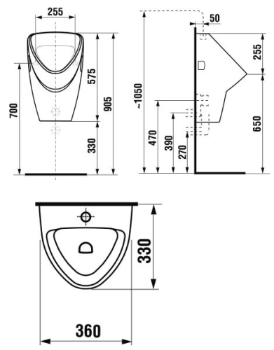 Jika Livo leszívó-rendszerű vizelde, felső bekötésű H8402010000001 (8.4020.1.000.000.1)