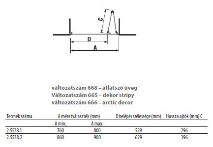 Jika Lyra Plus 90 cm-es zuhanyajtó, átlátszó üveg H2553820006681 (2.5538.2.000.668.1)