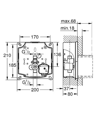 Grohe Rapido U beépítődoboz vizeldéhez 37338 000 (37338000)