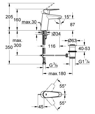 Grohe Eurodisc Cosmopolitan egykaros mosdócsaptelep, Hard Graphite 33190 A02 (33190A02)