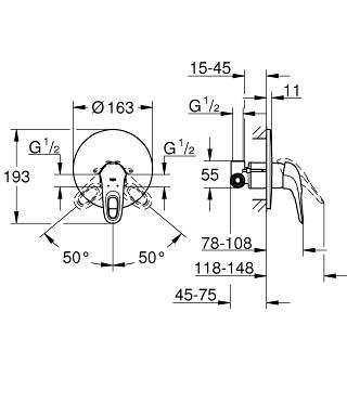 Grohe Eurostyle egykaros falba épített zuhanycsaptelep 33635 003 (33635003)