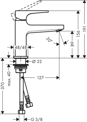 Hansgrohe Metropol egykaros mosdócsaptelep 100 push-open lefolyóval, kézmosókhoz króm 32500 000 (32500000)