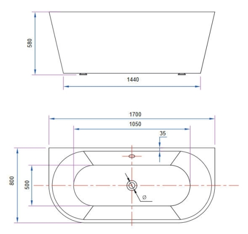 Wellis MyLine Spa Calabria 170x80 cm szabadonálló kád WK00123