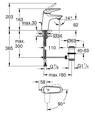 Grohe Eurostyle mosdó csaptelep S-méret, Coldstart 23709 LS3 (23709LS3)