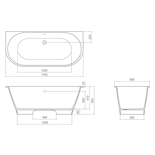 Roltechnik Stone Grande 170x80 cm öntött műmárvány kád 9920000