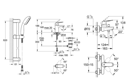 Grohe Eurosmart Cosmopolitan kád csomag, S-méret (32825000, 32831000, 27598000)