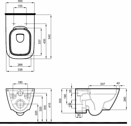 Kolo MODO fali WC, mélyöblítésű, Rimfree, (L33120000)