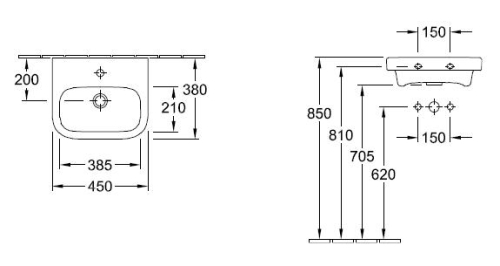 Villeroy & Boch Architectura 45x38 cm kézmosó CeramicPlus felülettel 4373 45 R1 (437345R1)