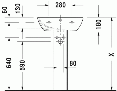 Duravit ME by Starck 55x44 cm mosdó 2335550000