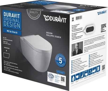 Duravit ME by Starck Rimless (öblítőperem nélküli) fali wc szett, ülőkével 45290900A1