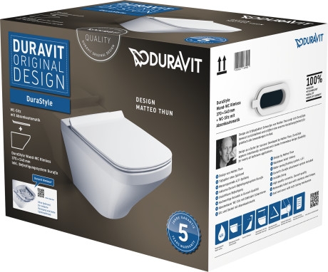 Duravit Durastyle Rimless (öblítőperem nélküli) fali wc szett, ülőkével 45510900A1