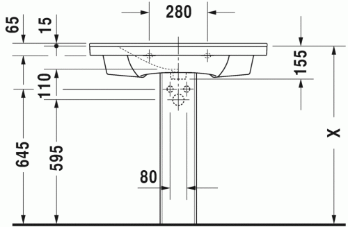 Duravit P3 Comforts 85x49,5 cm bútorral aláépíthető mosdó 2332850000