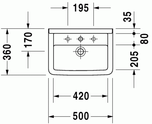 Duravit Starck 3 50x36 cm mosdó 0300500000