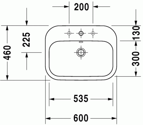 Duravit Happy D.2 60x46 cm beépíthető mosdó 0483600000