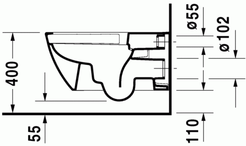 Duravit Happy D.2 öblítőperem nélküli Rimless fali wc 2550090000