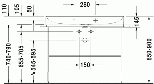 Duravit DuraSquare 100-as mosdóhoz álló fém állvány, matt fekete 0031034600