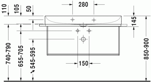 Duravit DuraSquare 100-as mosdóhoz fali fém állvány, króm 0031041000