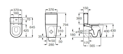 Roca Inspira ROUND monoblokkos wc alsó rész A342527000