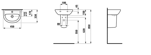 Laufen Pro B 45x33 cm kézmosó túlfolyó nélkül H8159520001561 (8.1595.2.000.156.1)