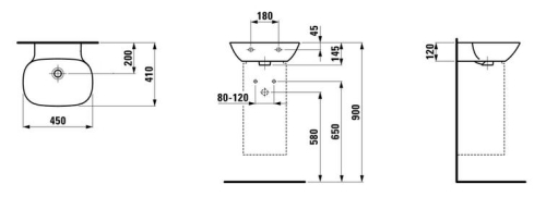 Laufen INO 45x41 cm kézmosó csaplyuk nélkül H8153010001091 (8.1530.1.000.109.1)