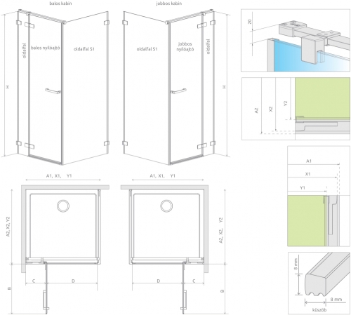 Radaway Arta S1 100 oldalfal (386022-03-01)