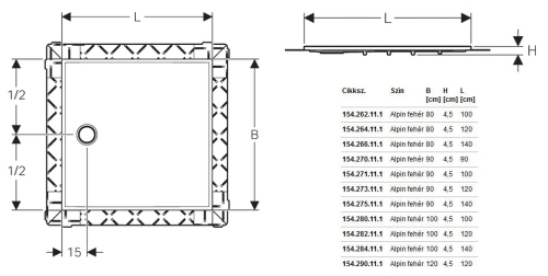 Geberit Setaplano 120x120 cm zuhanyfelület 154.290.11.1