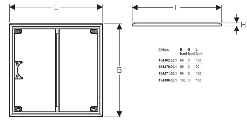 Geberit Setaplano szerelőkeret zuhanyfelületekhez, 90x100 cm, 4 lábbal 154.471.00.1