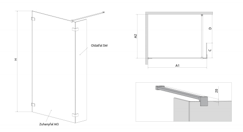 Radaway Euphoria Walk-in W3 80 zuhanyfal (383130-01-01)