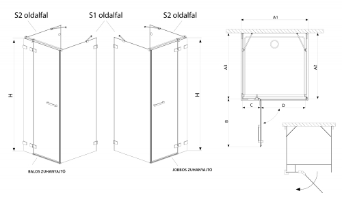 Radaway Euphoria KDJ+S 90 J zuhanyajtó (383612-01R, 383221-01R)