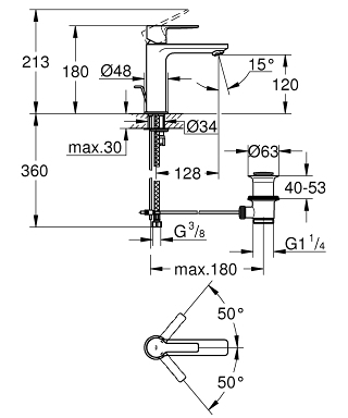 Grohe Lineare egykaros mosdócsaptelep S méret, supersteel 32114 DC1 (32114DC1)