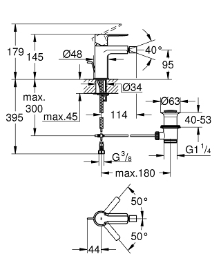 Grohe Lineare egykaros bidécsaptelep S-méret, króm 33848 001 (33848001)