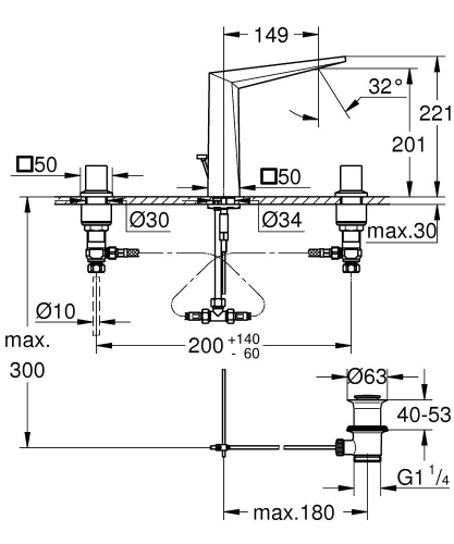 Grohe Allure Brilliant 3-lyukas mosdócsaptelep M-méret 20344 000 (20344000)