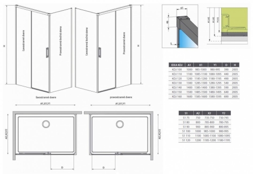 Radaway Idea S1 110 L oldalfal (387053-01-01L)