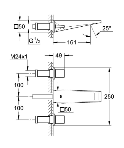 Grohe Allure Brilliant 3-lyukas fali mosdócsaptelep S-méret 20346000