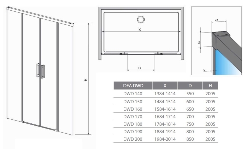 Radaway Idea DWD 140 zuhanyajtó (387124-01-01)