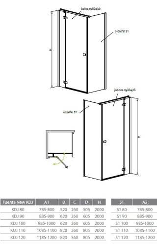 Radaway Fuenta New S1 75 zuhany oldalfal (384049-01-01)