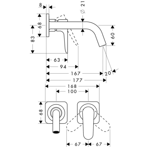 Hansgrohe AXOR Citterio M egykaros mosdócsaptelep falsík alatti szereléshez 34113 000 (34113000)