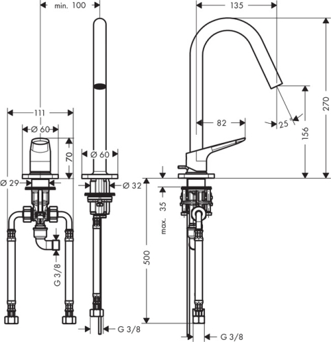 Hansgrohe AXOR Citterio M 2-lyukú mosdócsaptelep 160, 34132 000 (34132000)