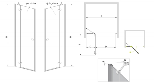 Radaway Fuenta New DWJ 110 B zuhanyajtó (384015-01-01L)