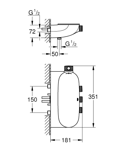 Grohe Grohtherm SmartControl Combi termosztatikus zuhanykeverő 3 szelepes 34713000