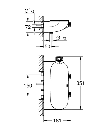 Grohe Grohtherm SmartControl Combi termosztatikus zuhanykeverő 2 szelepes 34714000