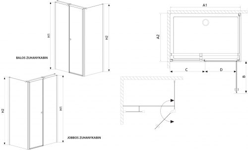 Radaway Eos II S1 75 B zuhany oldalfal (3799409-01L)